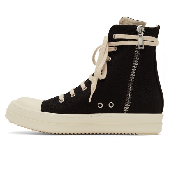 COPY - Rick Owens DRKSHDW - Black Denim High Sneakers - Picture 5 of 12